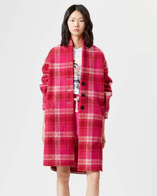 Oversized Pink Checker Coat - XS