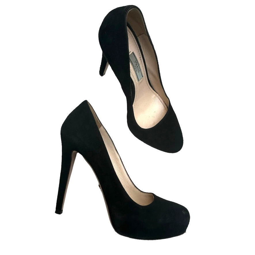 Black Suede Heels - 5.5