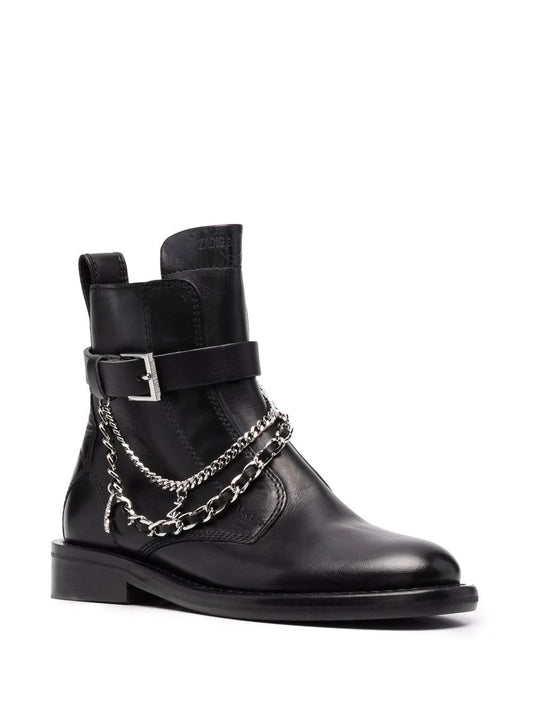 Chain Leather Boots - 7
