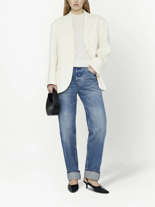 Oversized Cream Wool Jacket - XXS