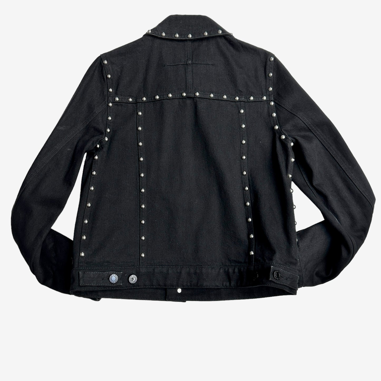 Studded Black Denim Jacket - S