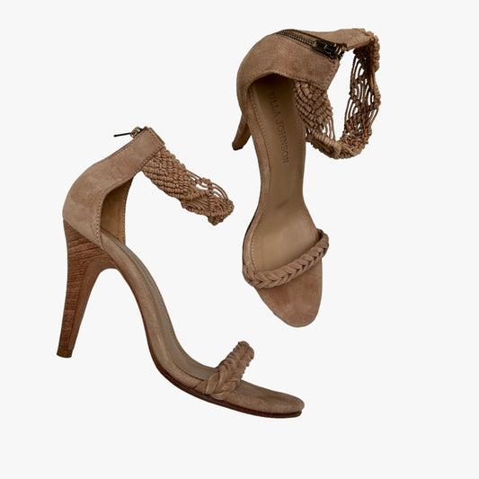 Blush Suede Heeled Sandals - 7