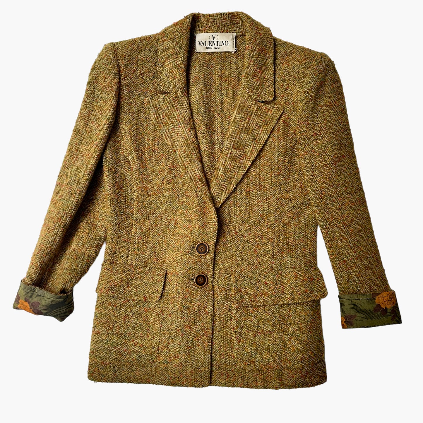 Vintage Brown Green Wool Blazer - S/M