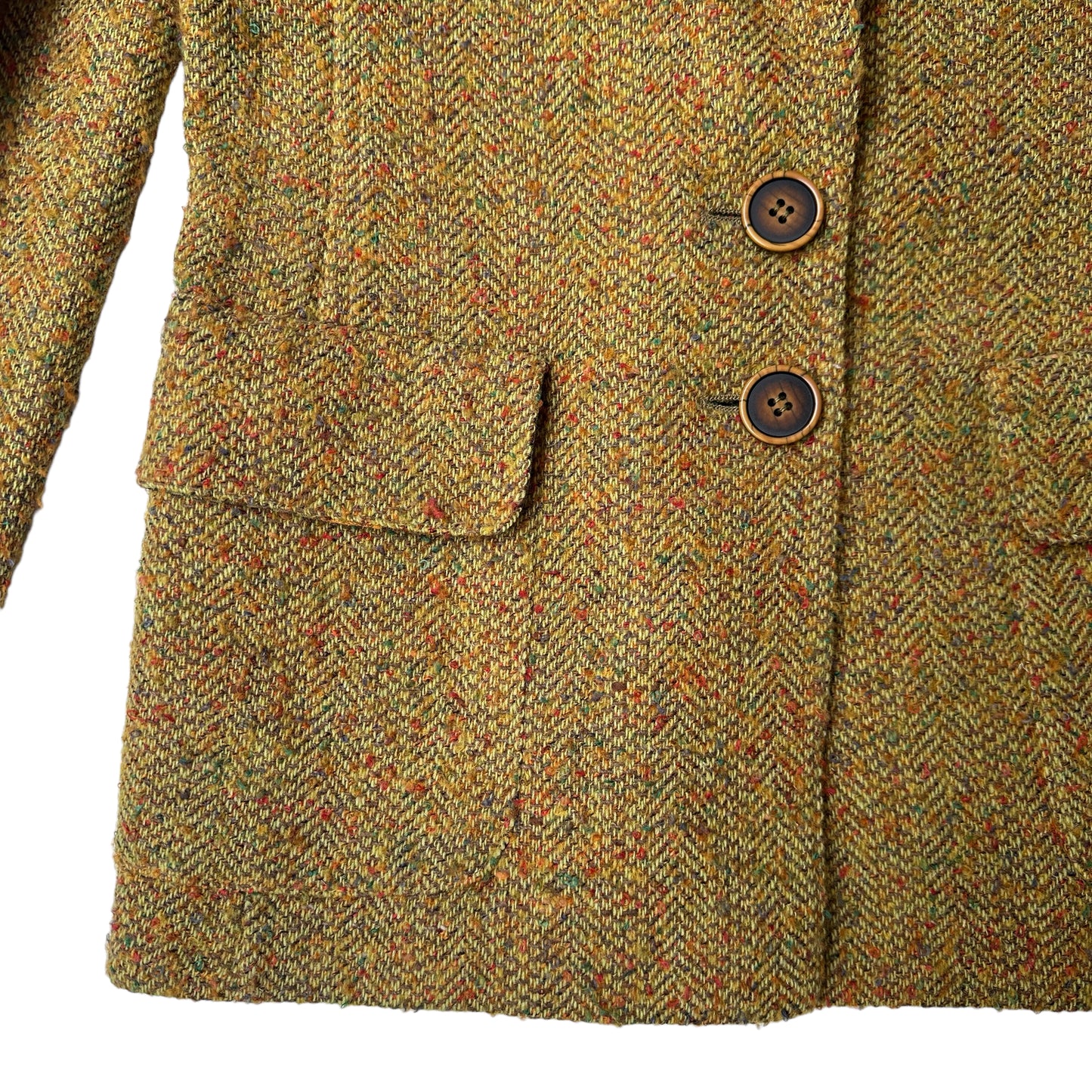 Vintage Brown Green Wool Blazer - S/M