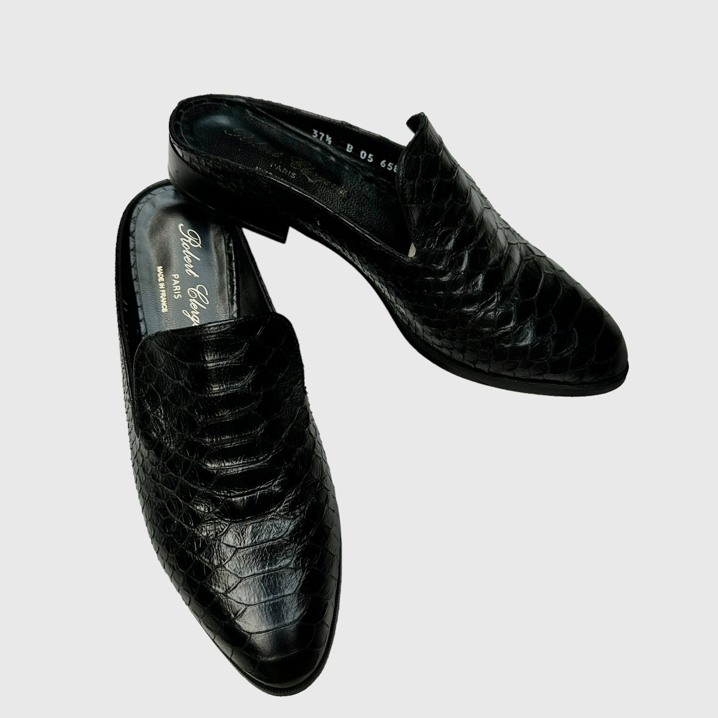 Black Leather Mules - 7.5