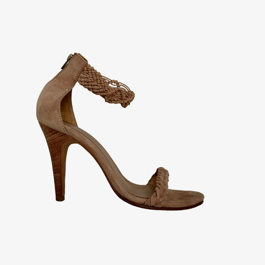 Blush Suede Heeled Sandals - 7