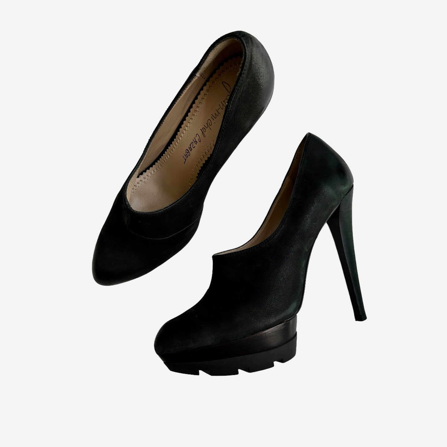 Black Suede & Leather Heels - 8.5