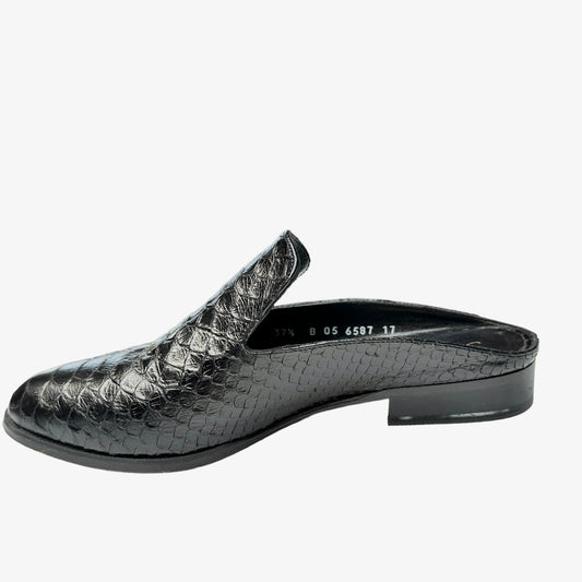 Black Leather Mules - 7.5