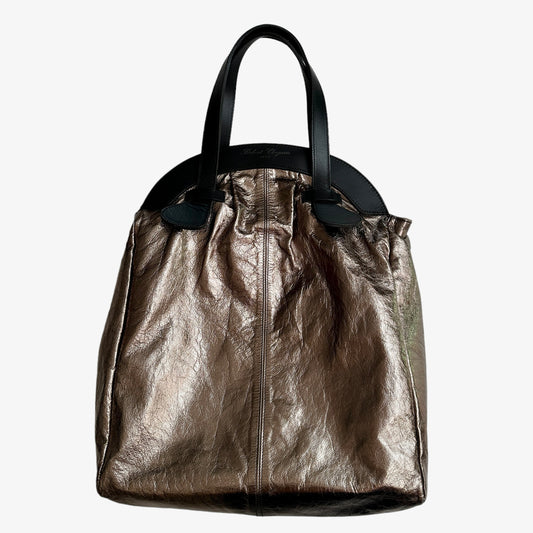 Bronze & Black Leather Tote