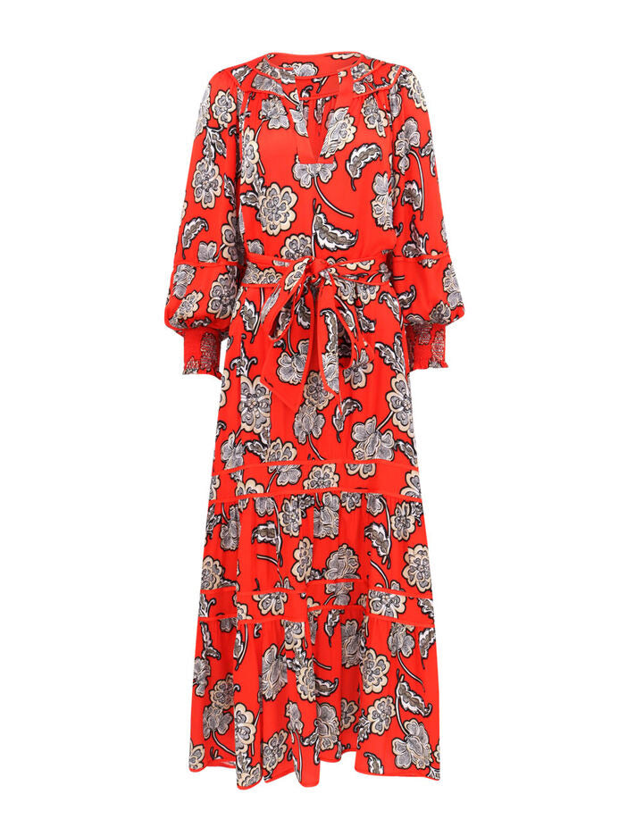 Red Floral Maxi Dress - XS