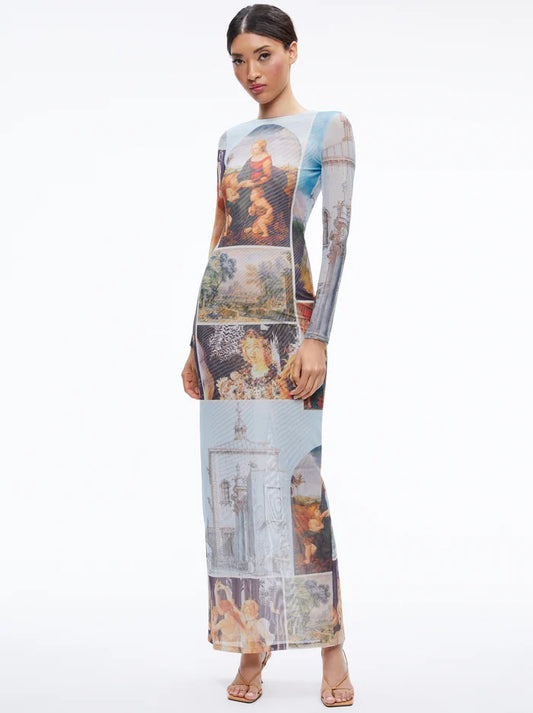 Printed Maxi Dress - S