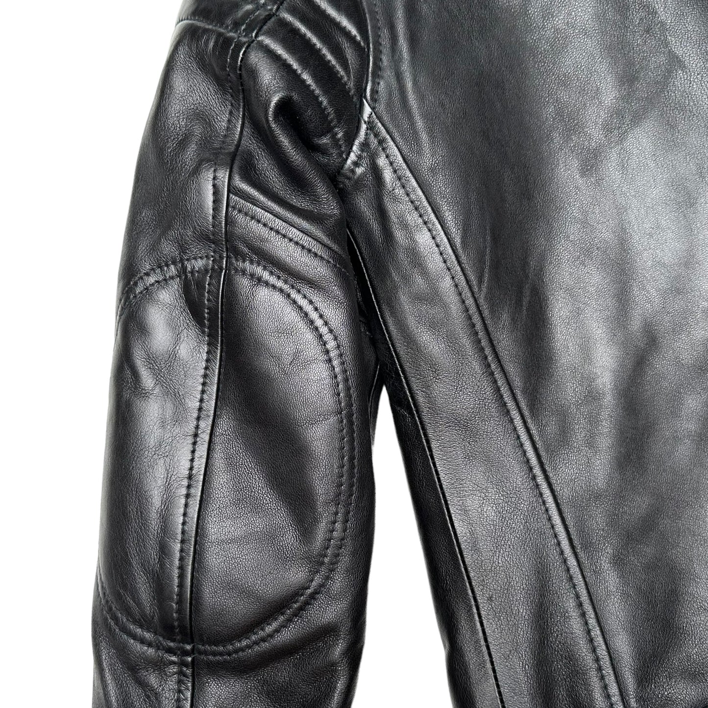Black Biker Leather Jacket - M