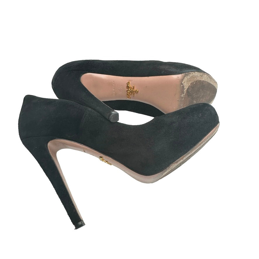 Black Suede Heels - 5.5