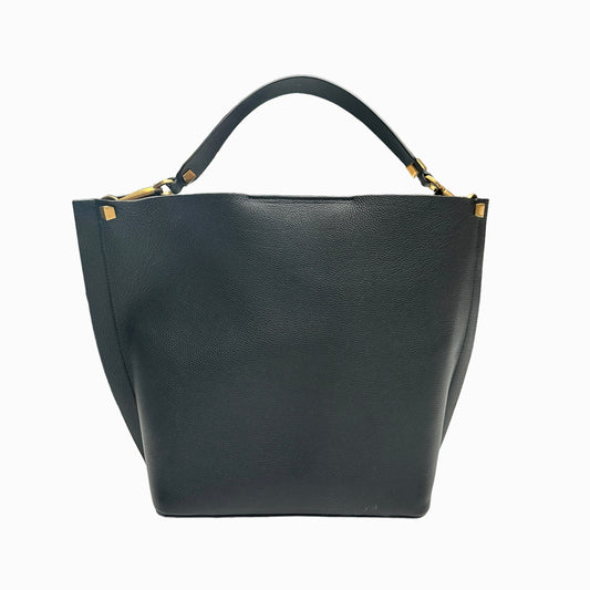 Black Leather Hobo Bag w/Double Straps