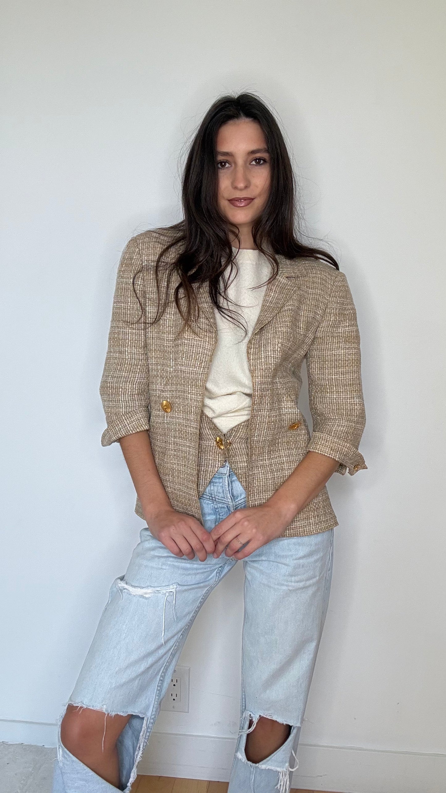 Tweed Linen Blazer - 42