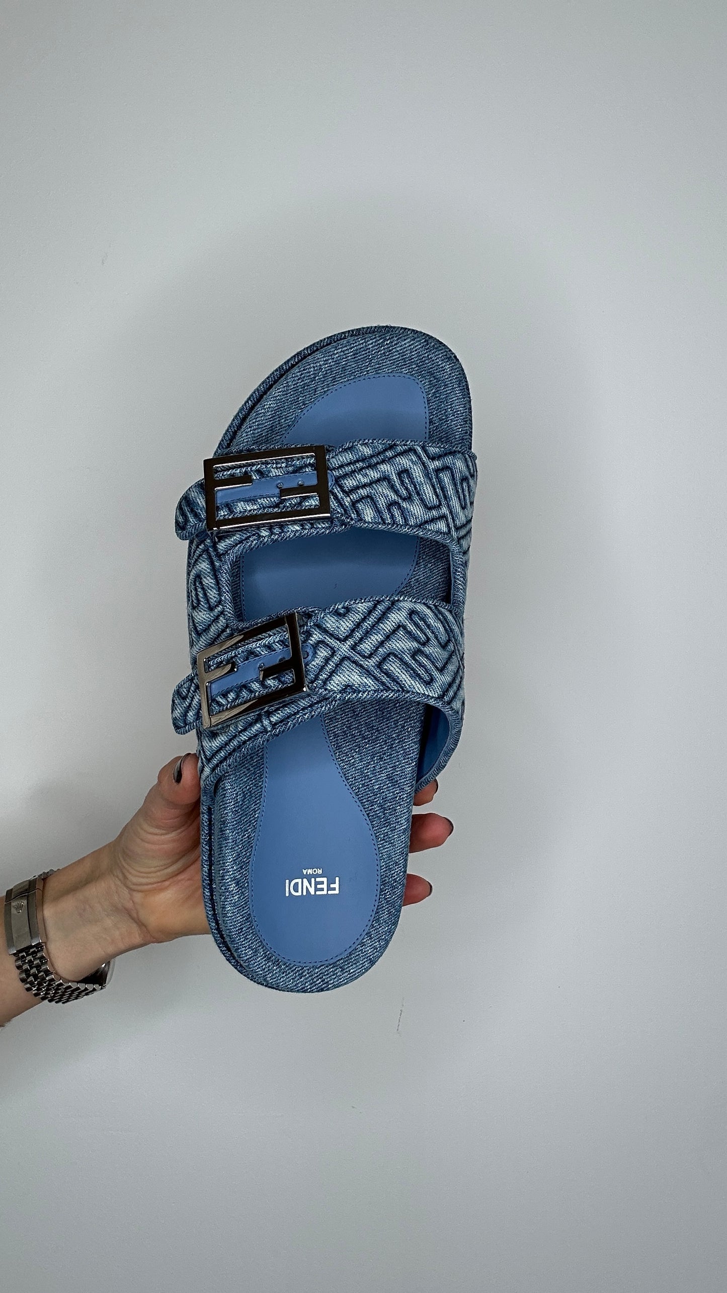 Denim Logo Sandals - 8.5