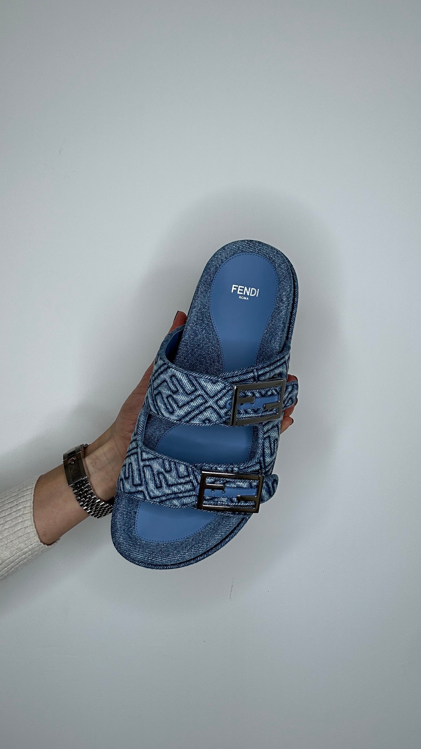 Denim Logo Sandals - 8.5