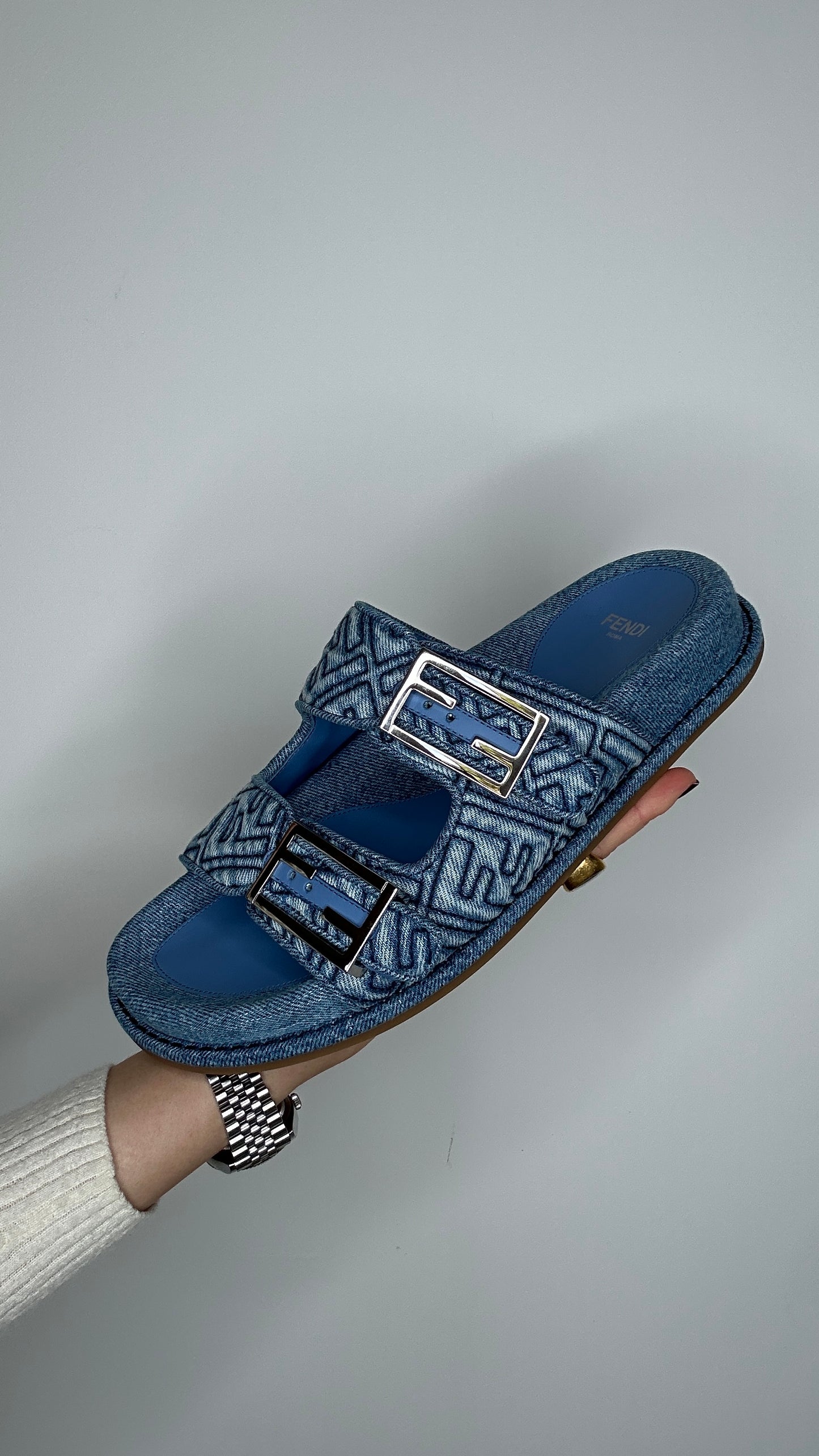 Denim Logo Sandals - 8.5