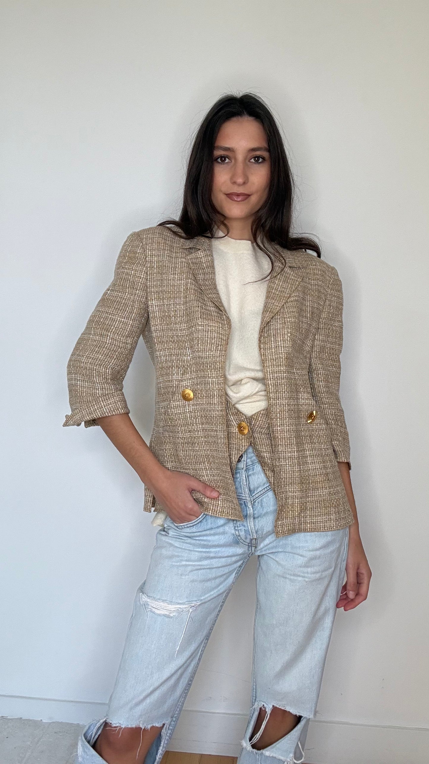 Tweed Linen Blazer - 42