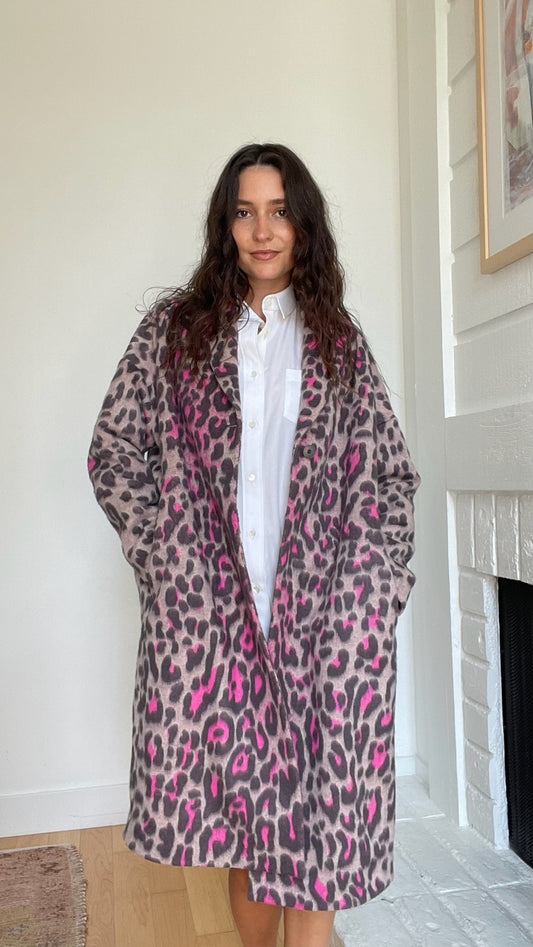 Pink & Grey Oversized Coat - XS/L