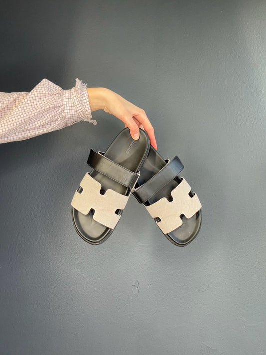 Chypre Beige and Black Sandals -