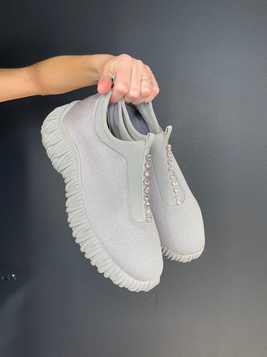Miu Miu Grey Crystal Sneakers - 39