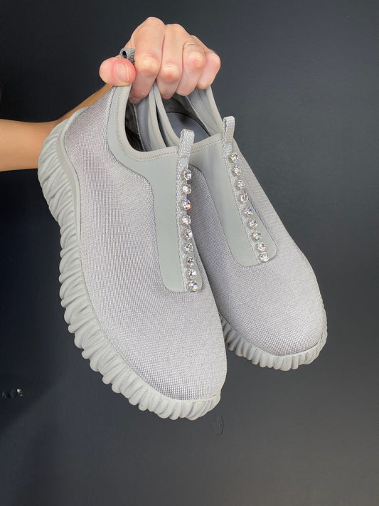 Miu Miu Grey Crystal Sneakers - 39