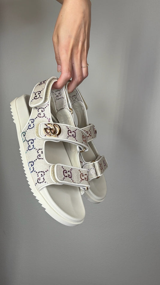 Rainbow Crystal Sandals - 8