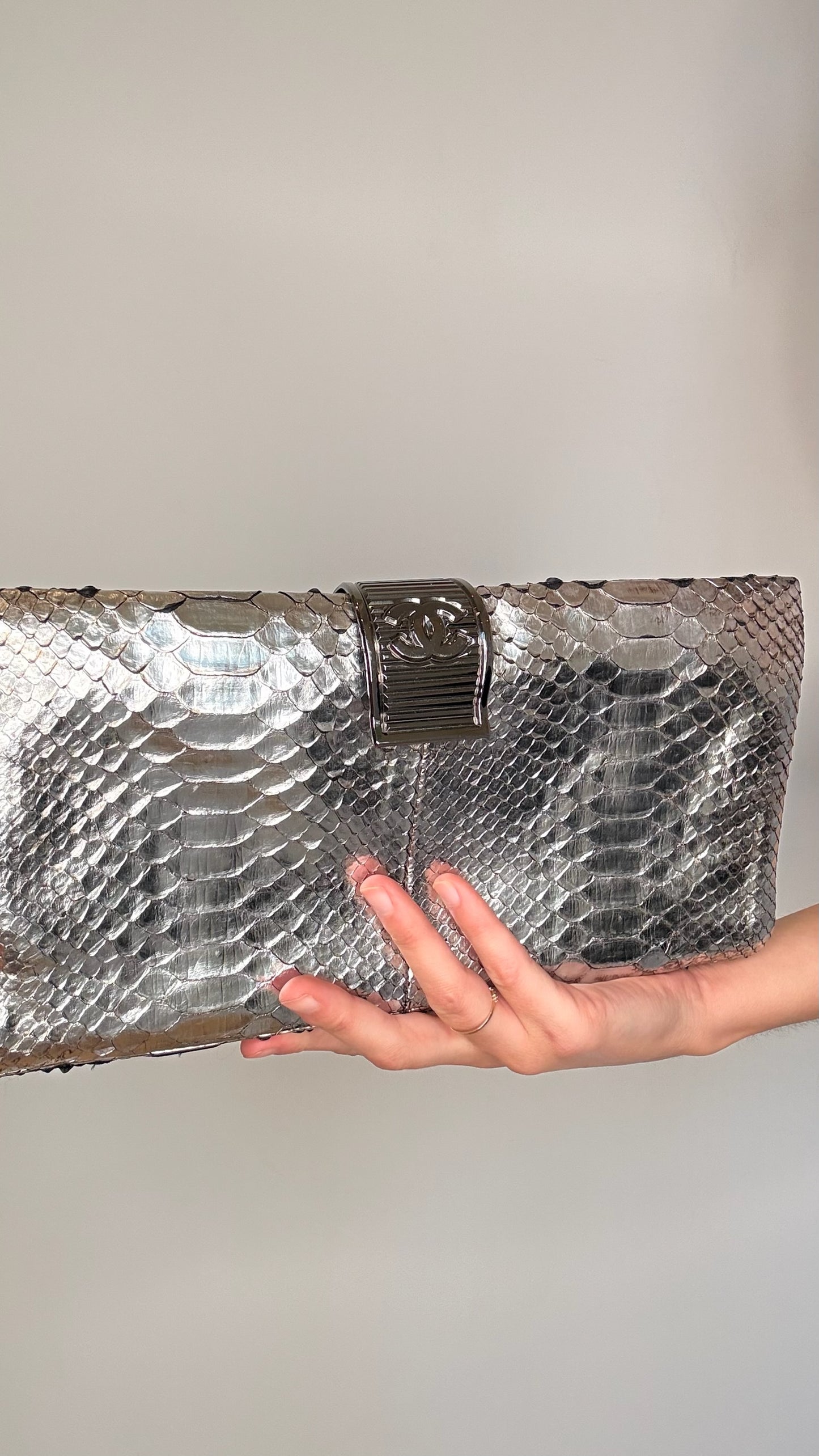 Silver Python Bracelet Clutch