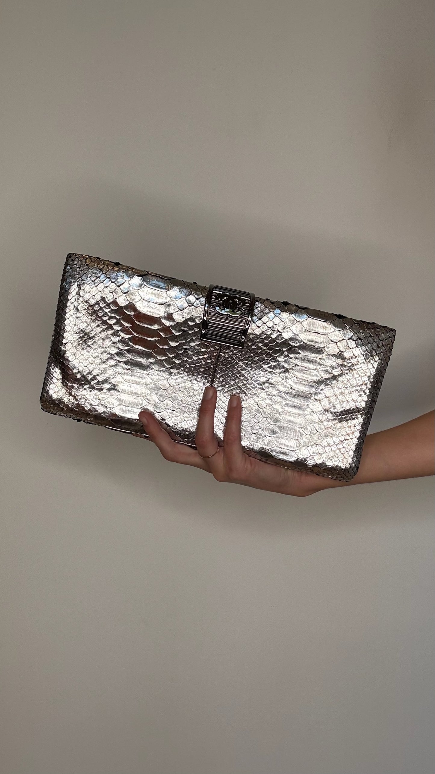 Silver Python Bracelet Clutch