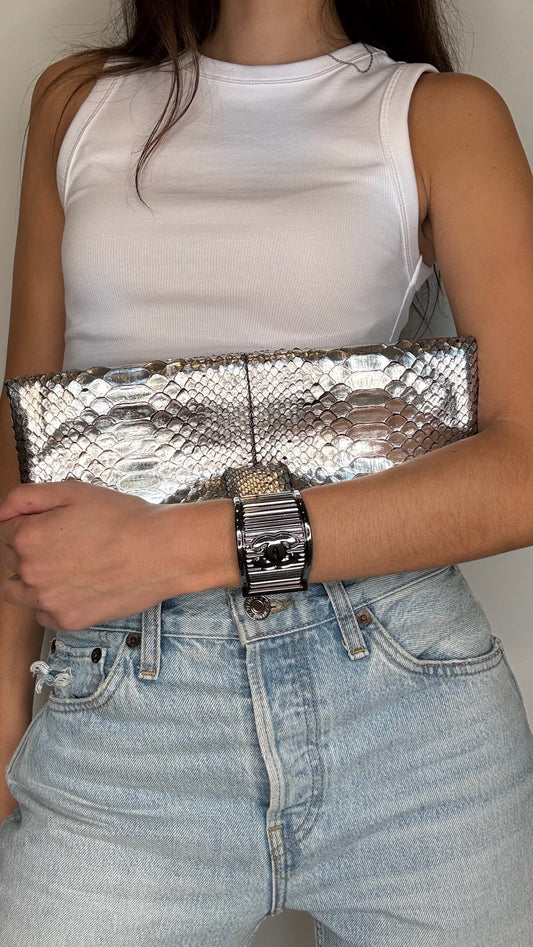 Silver Python Bracelet Clutch