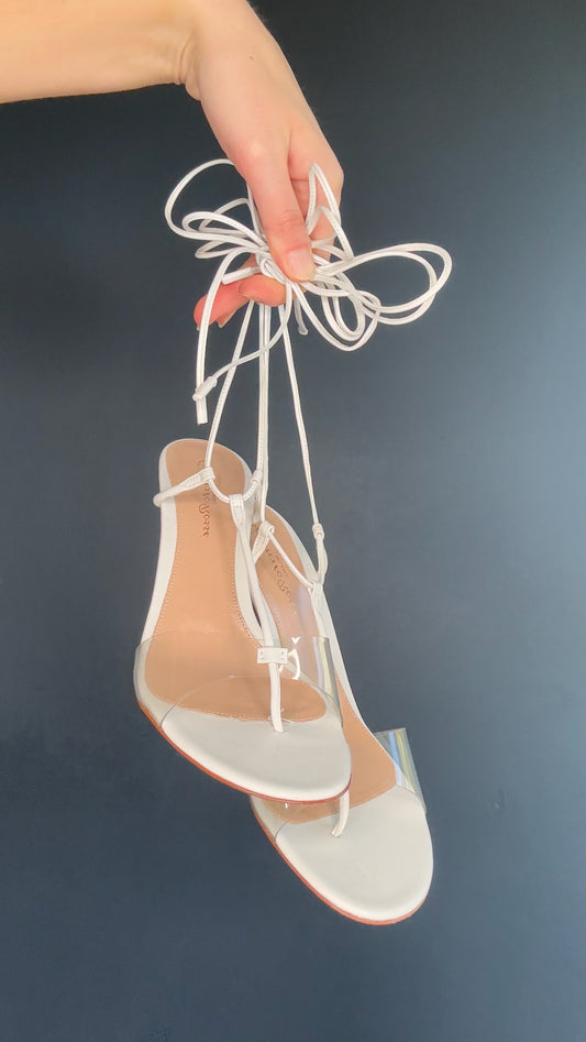 Gianvito Rossi White & Plexi Heeled Sandals - 37.5