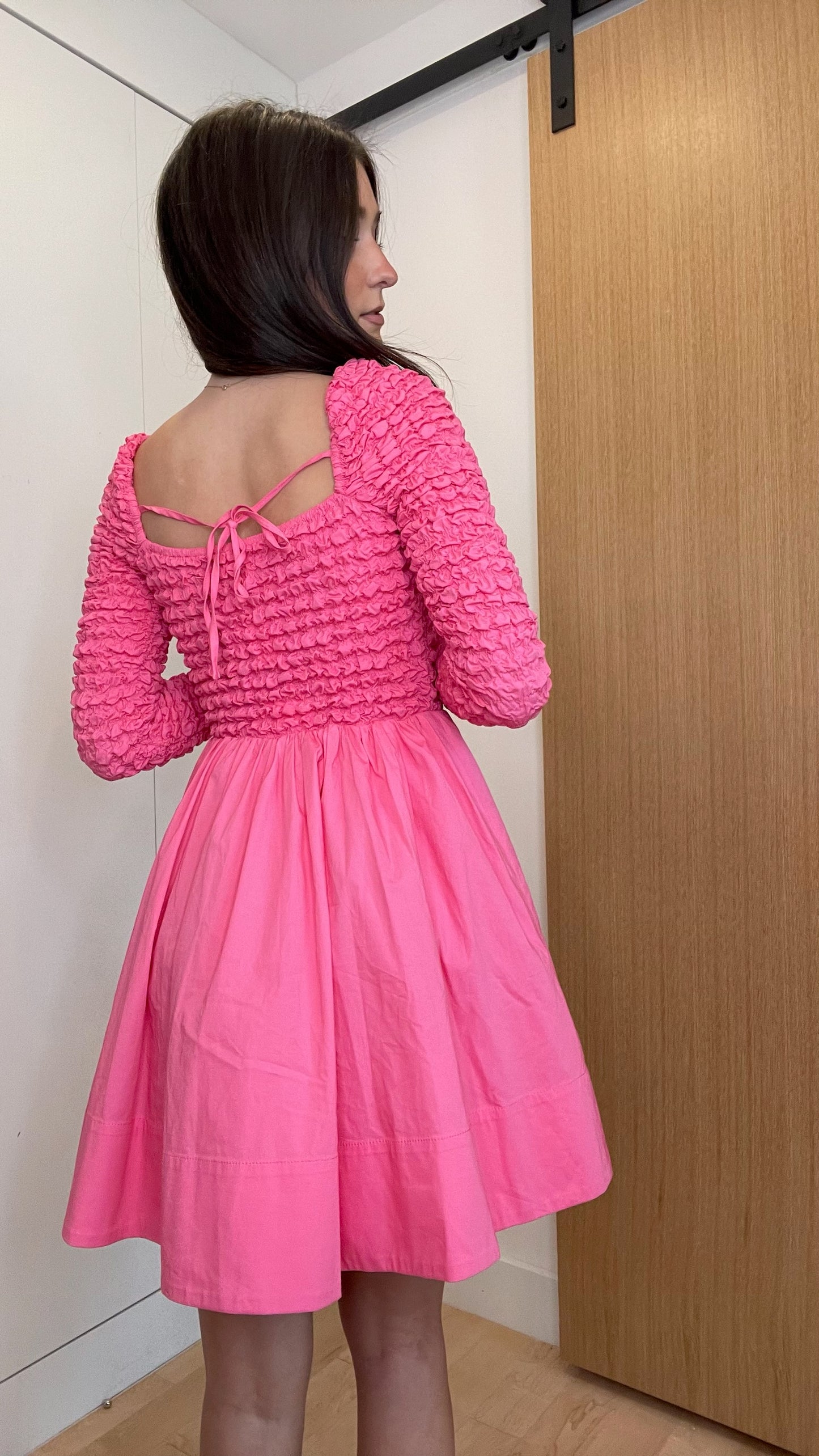 Pink Rushed Dress - 4