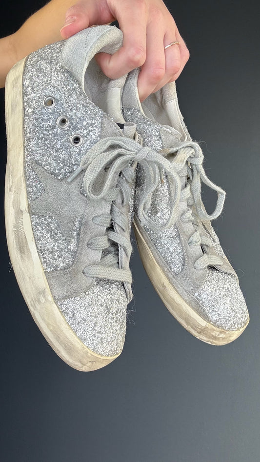 Golden Goose Silver Glitter Sneakers - 38