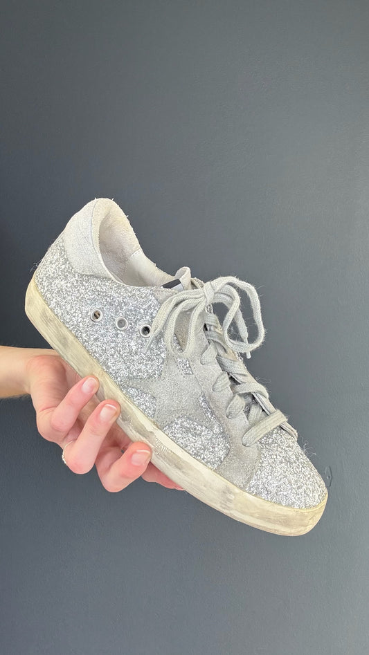 Golden Goose Silver Glitter Sneakers - 38