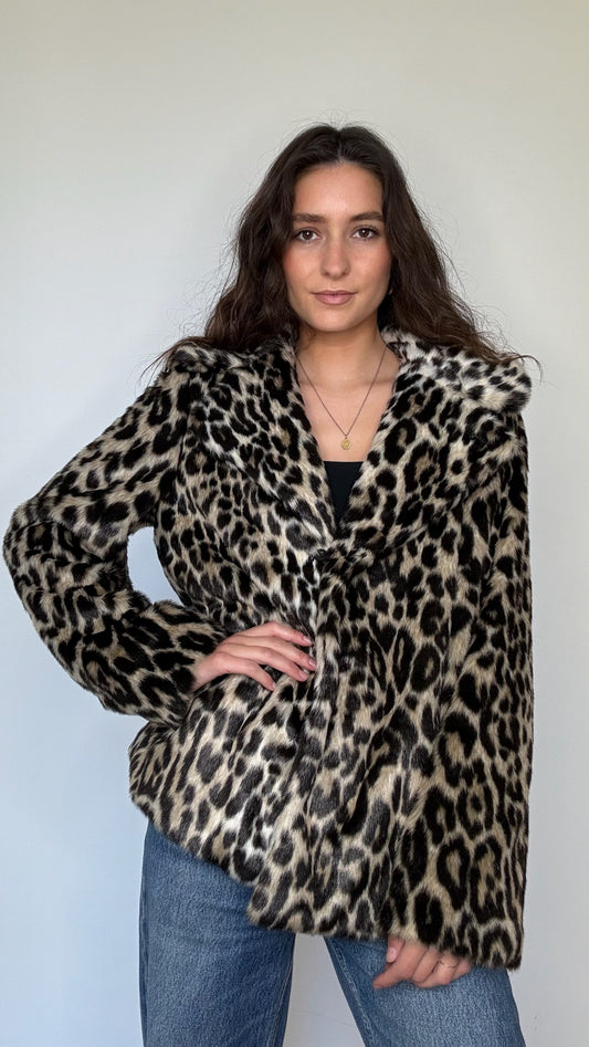 Faux-Fur Leopard Jacket - M