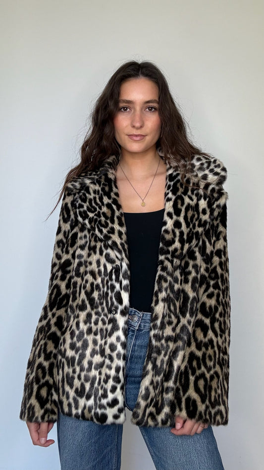 Faux-Fur Leopard Jacket - M