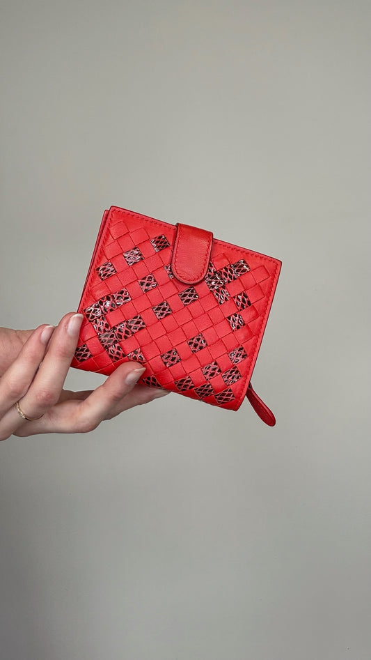 Bottega Veneta Red Intrecciato Wallet