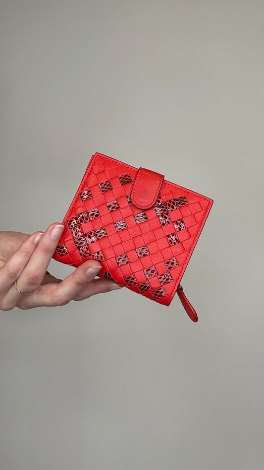 Bottega Veneta Red Intrecciato Wallet