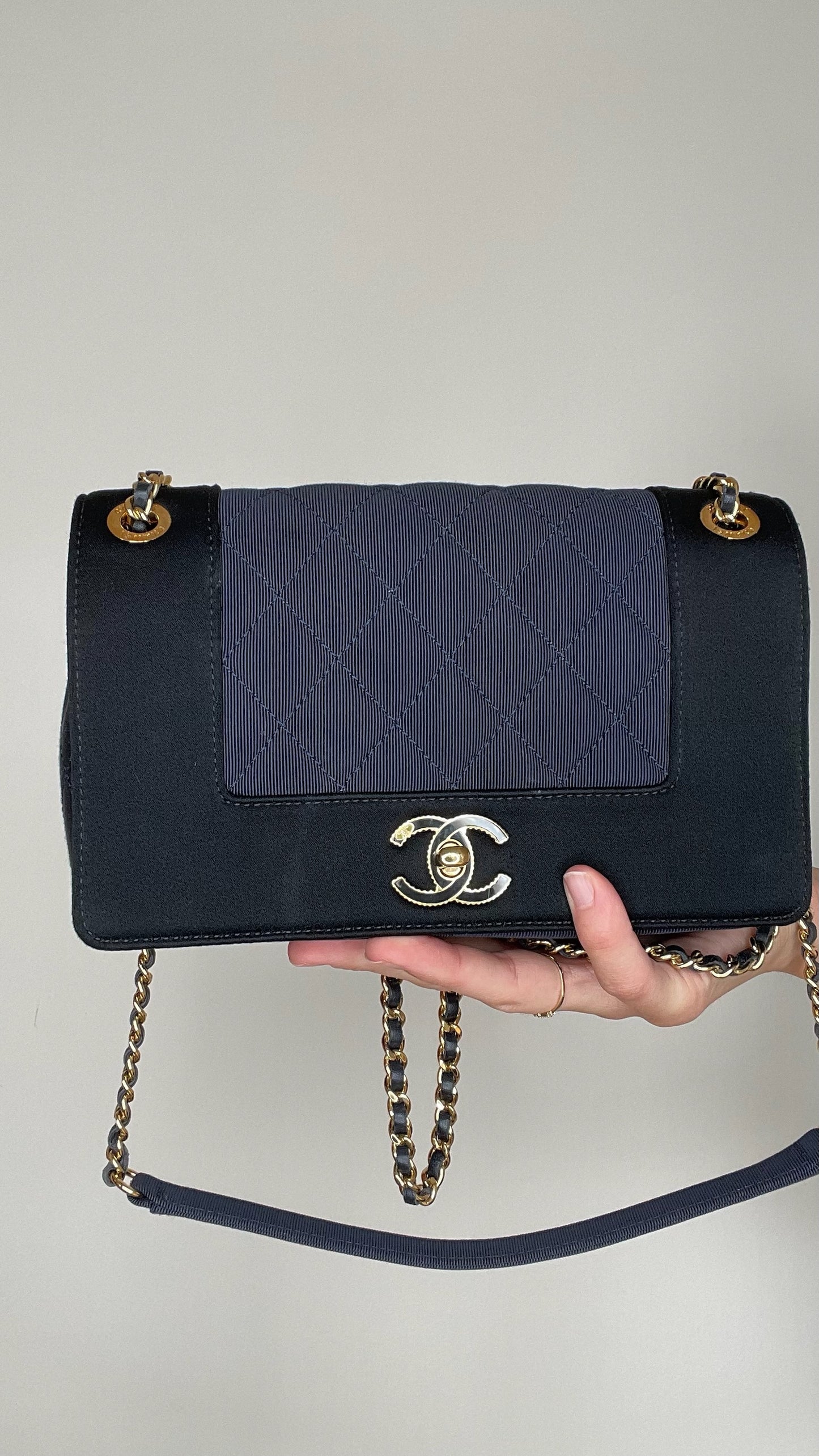 Navy Mademoiselle Flap Bag