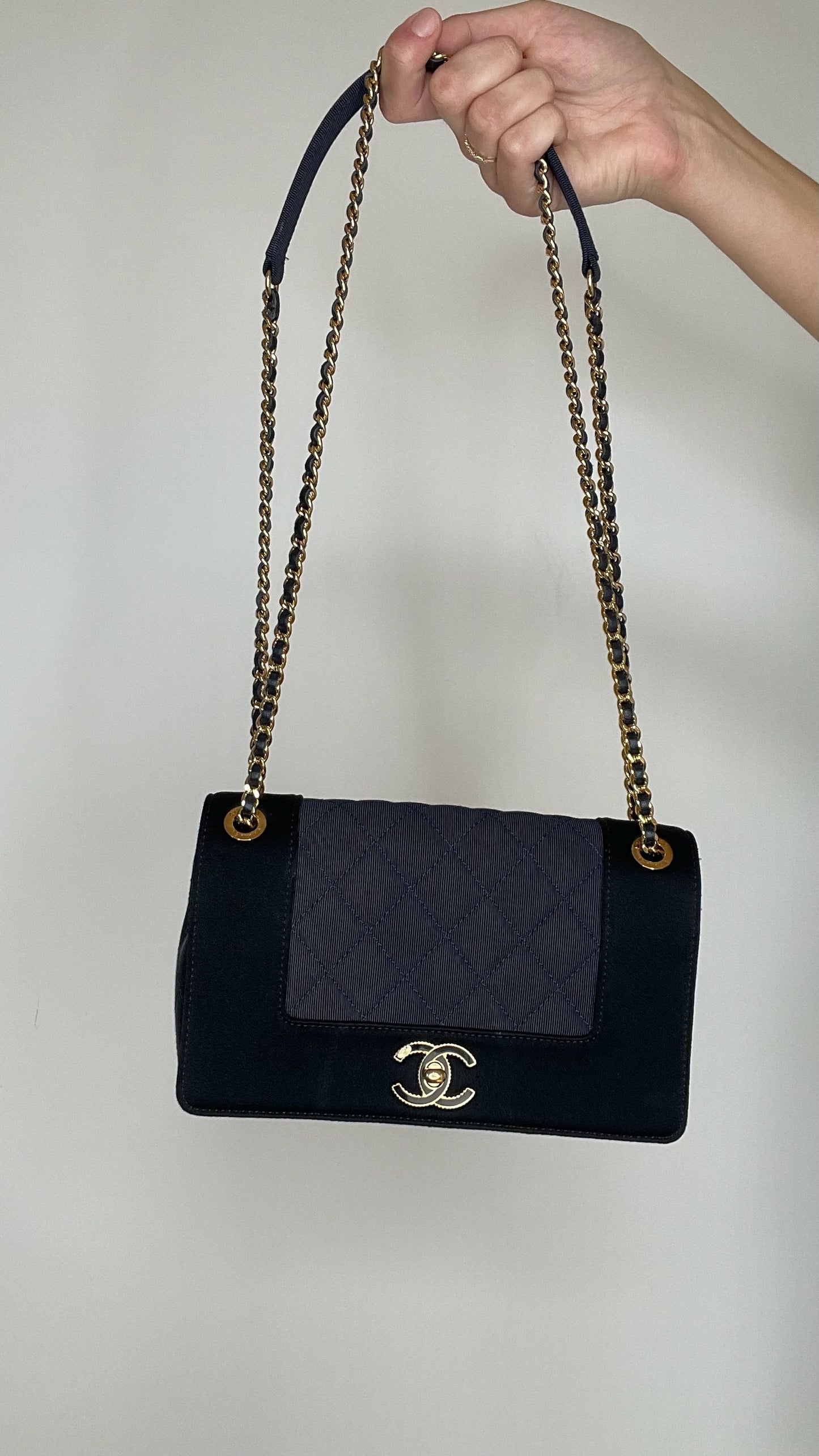 Navy Mademoiselle Flap Bag