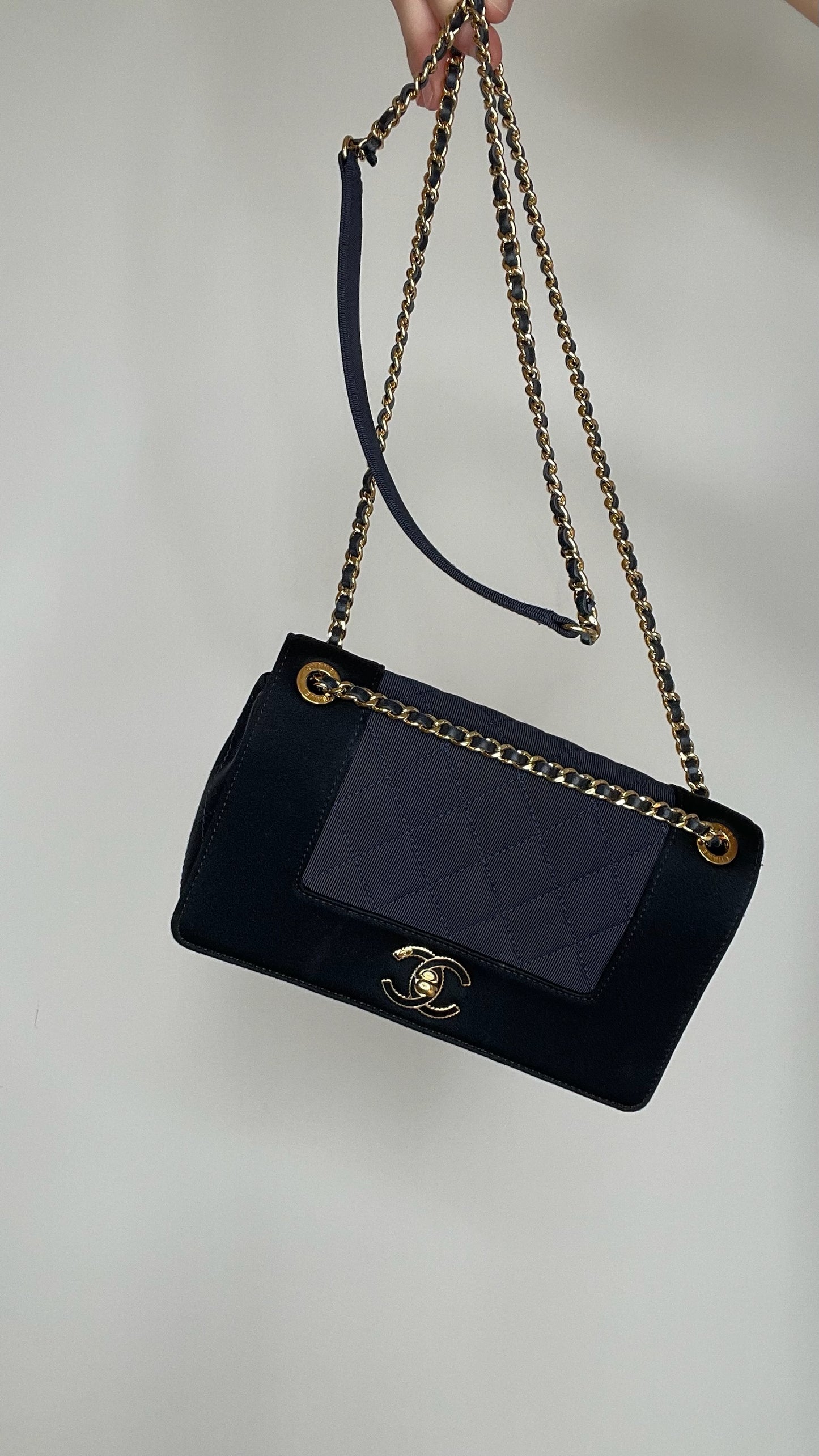 Navy Mademoiselle Flap Bag