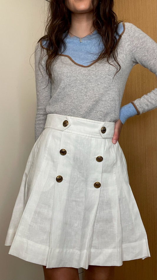 White Pleated Skirt - 0