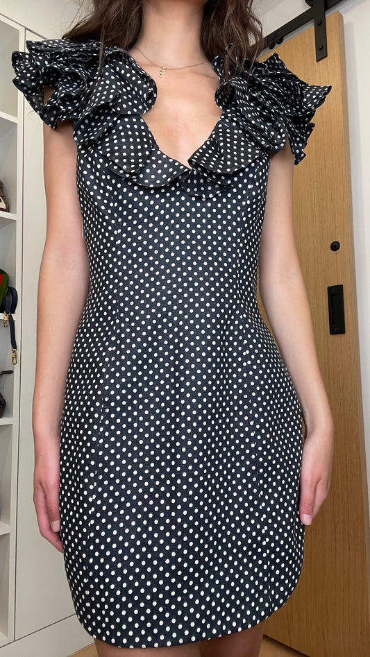 Black & White Polka Dress - M