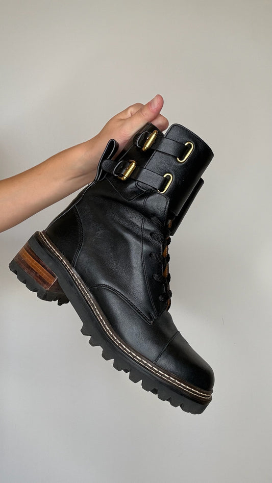 Black Combat Boots - 7.5