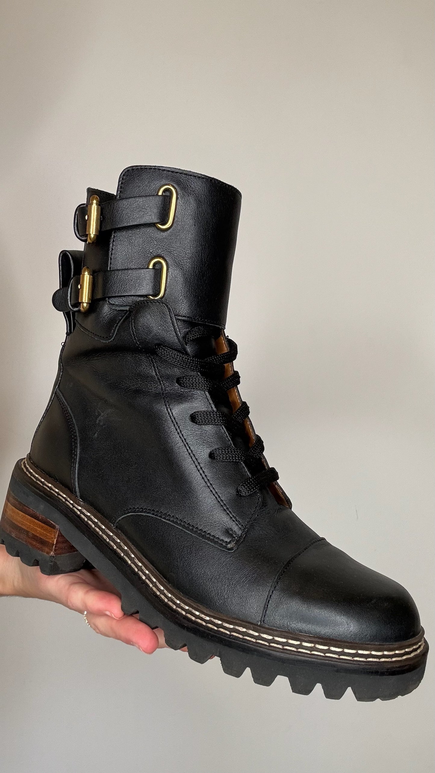 Black Combat Boots - 7.5