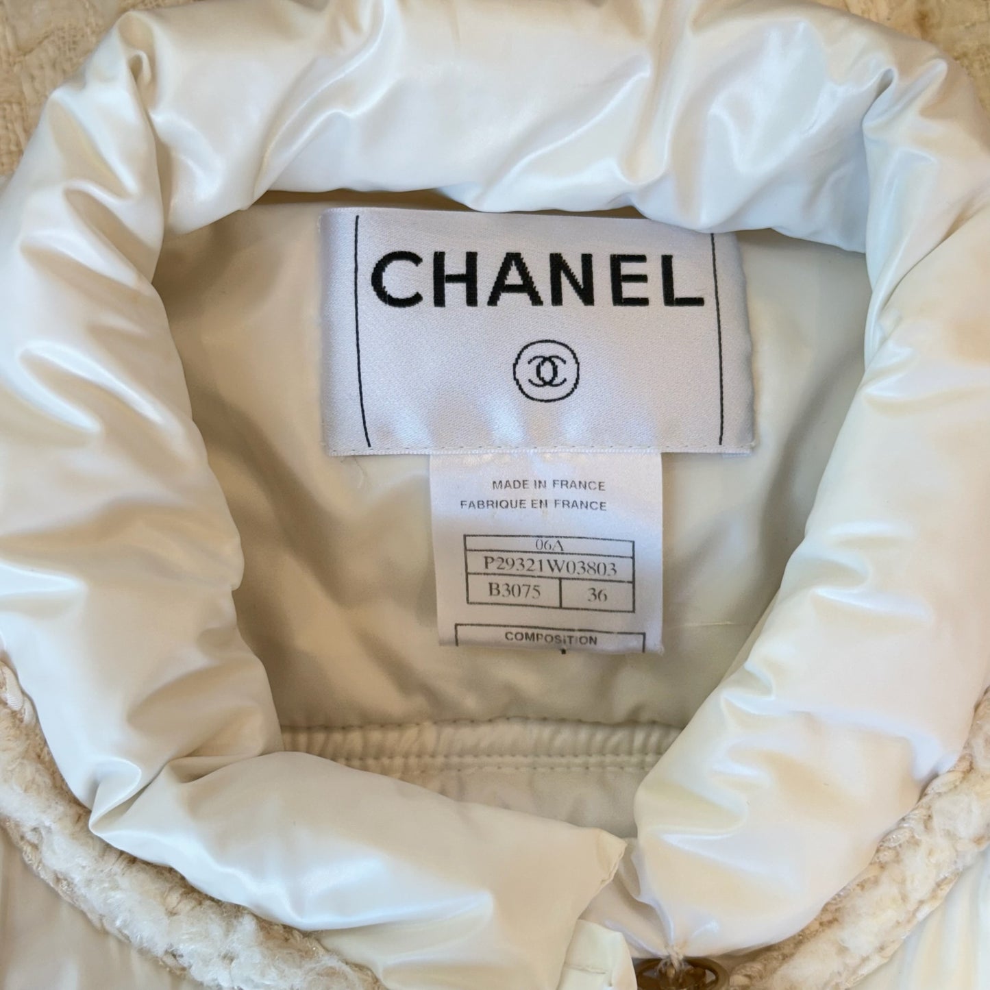 Cream Logo Puffer Jacket - XS