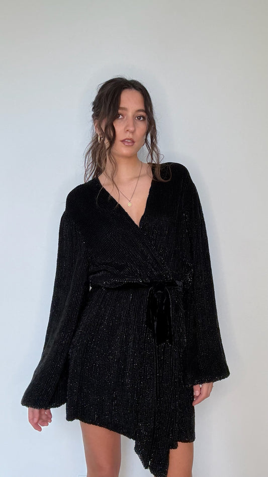 Black Sequins Dress - S
