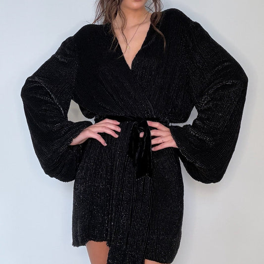 Black Sequins Dress - S