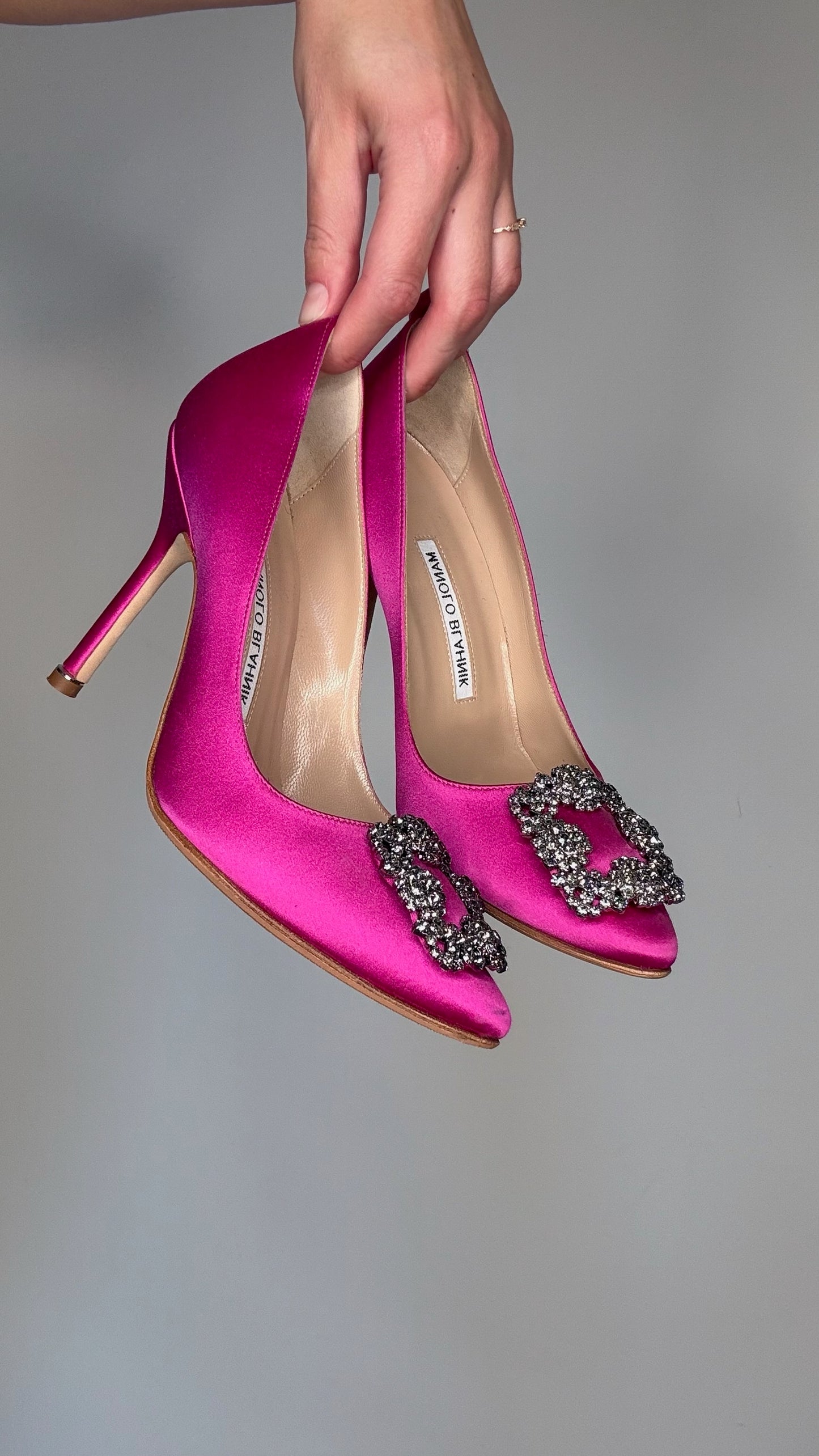 Pink Satin and Crystal Heels - 6